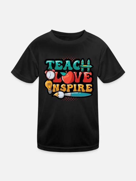 Lehrer Unterrichten, Liebe Inspiriert - Kinder Funktions-T-Shirt - Schwarz - Vorne