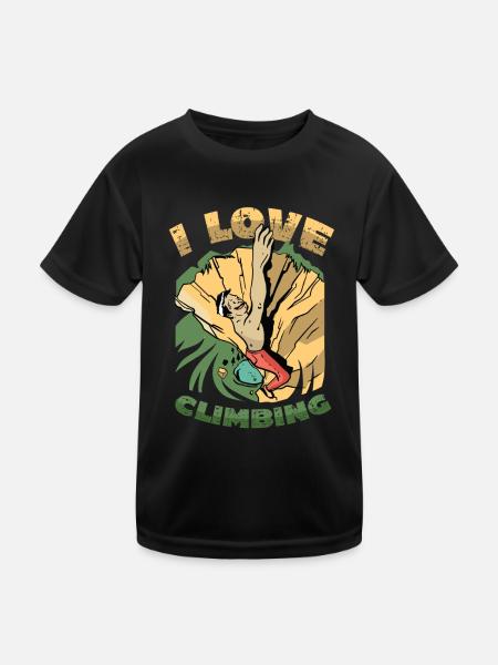 I love rock climbing, rock climbing - Kids Functional T-Shirt - black - Front