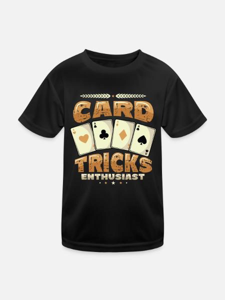 Card Tricks, Enthusiast, Magic Tricks, Wizard - Kids Functional T-Shirt - black - Front