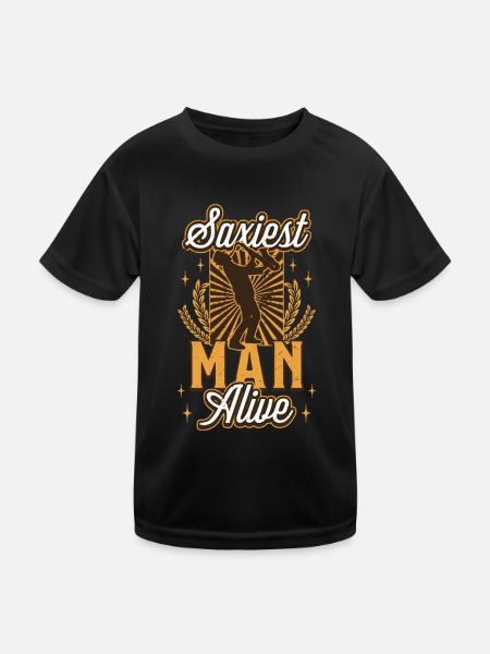 Saxiest Man Alive, Funny Saxophone - Kids Functional T-Shirt - black - Front