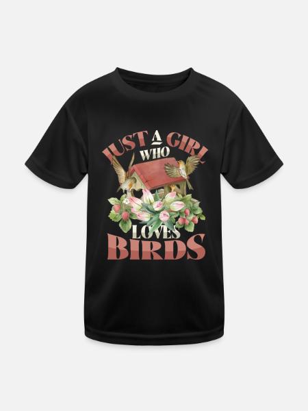 Girls Bird Lover - Just a girl who likes birds - Kids Functional T-Shirt - black - Front