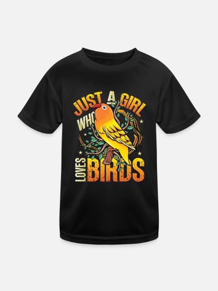Girls Bird Lover - Just a girl who likes birds - Kids Functional T-Shirt - black - Front