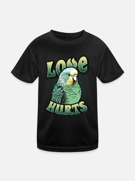 L’amour fait mal à l’oiseau perruche - T-shirt sport Enfant - noir - Devant