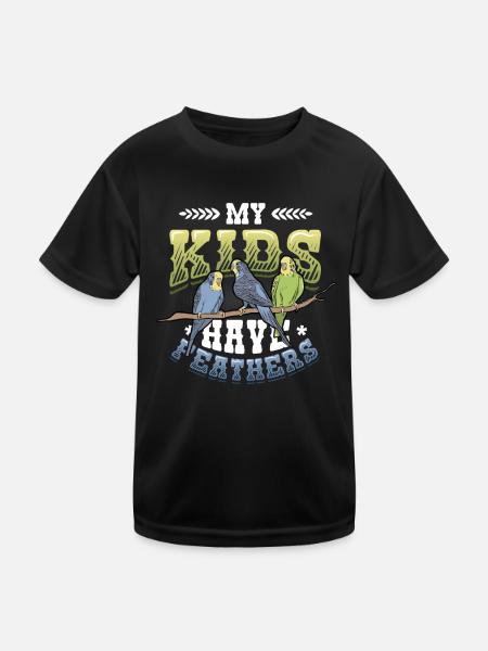 My children have feathers, budgie, bird - Kids Functional T-Shirt - black - Front