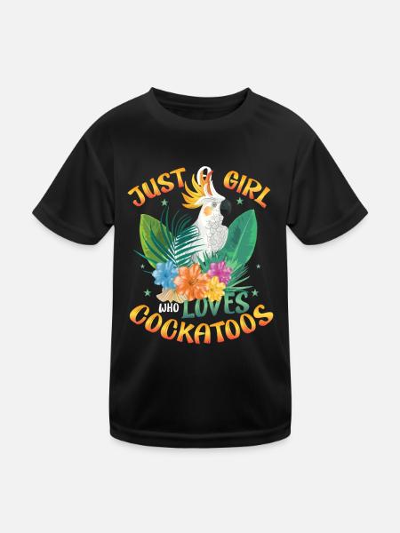 Nur Ein Mädchen, Das Kakadus Liebt - Kinder Funktions-T-Shirt - Schwarz - Vorne