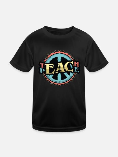 Frieden Lehren - Kinder Funktions-T-Shirt - Schwarz - Vorne