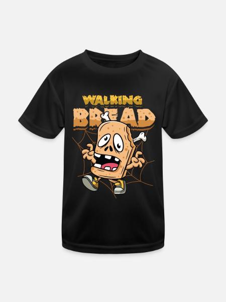 Walking Bread, Funny Halloween Costume - Kids Functional T-Shirt - black - Front