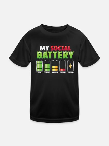 Meine Sozialbatterie - Asozialer Introvertierter - Kinder Funktions-T-Shirt - Schwarz - Vorne