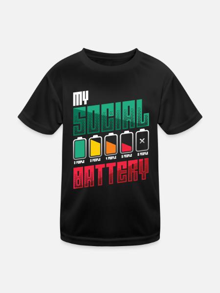 Meine Sozialbatterie - Asozialer Introvertierter - Kinder Funktions-T-Shirt - Schwarz - Vorne