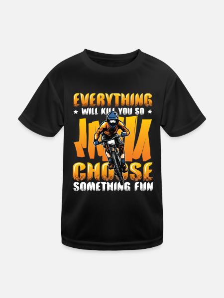 Course de descente, VTT, BMX - T-shirt sport Enfant - noir - Devant