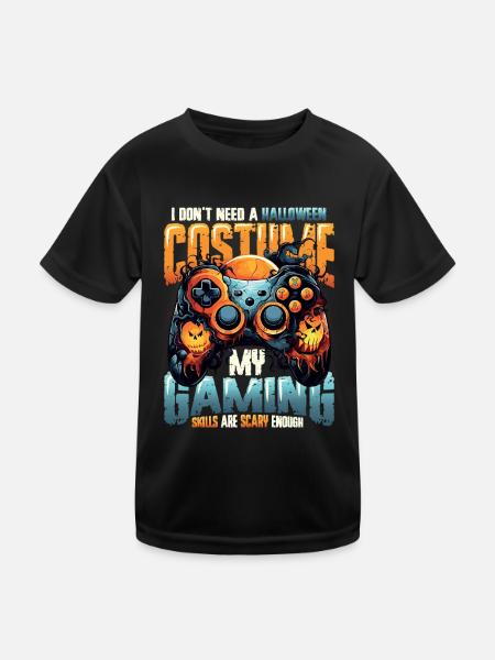 Spooky gaming skills for Halloween - Kids Functional T-Shirt - black - Front