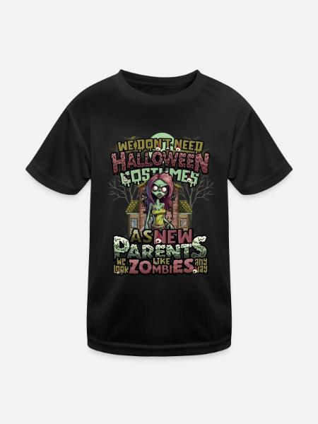 No Halloween costume, just Halloween for parents - Kids Functional T-Shirt - black - Front
