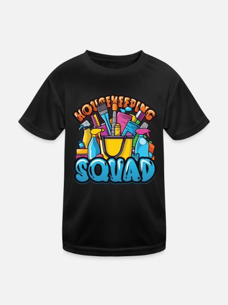 Housekeeping Squad, Hotel Staff, Housekeeping - Kids Functional T-Shirt - black - Front
