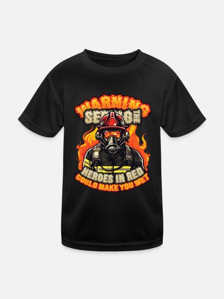 Slogan des pompiers, Brigade de pompiers volontaires - T-shirt sport Enfant - noir - Devant