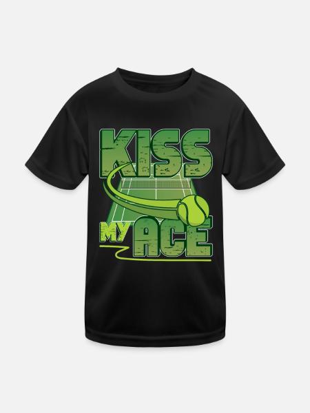 Tennis Lover, Kiss My Ass, Funny Tennis - Kids Functional T-Shirt - black - Front