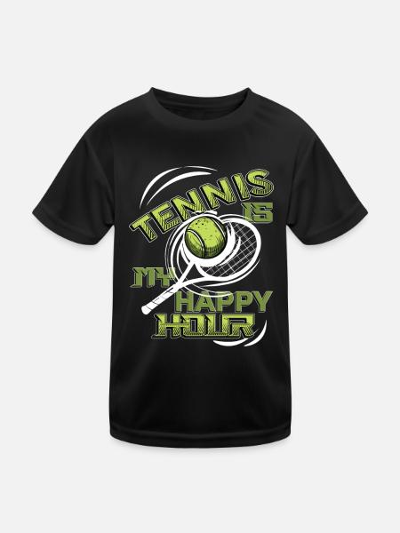 Tennis Ist Meine Happy Hour, Tennisspieler, Tennis - Kinder Funktions-T-Shirt - Schwarz - Vorne
