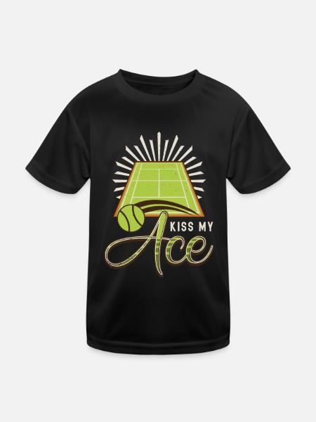 Tennis Lover, Kiss My Ass, Funny Tennis - Kids Functional T-Shirt - black - Front