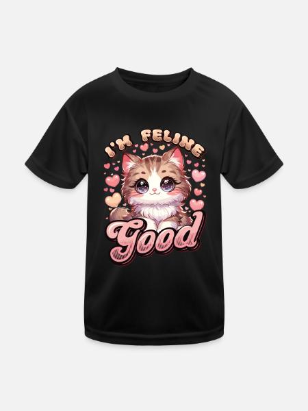 Funny Cat Lady, Cat Mom - Kids Functional T-Shirt - black - Front