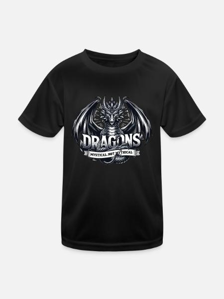 Dragon Lovers Fantasy World Dragons - Kids Functional T-Shirt - black - Front