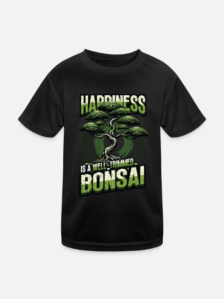 Japanischer Bonsai - Kinder Funktions-T-Shirt - Schwarz - Vorne