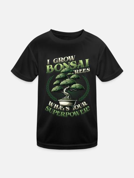 Growing Bonsai Trees Superpower Japanese Bonsai - Kids Functional T-Shirt - black - Front