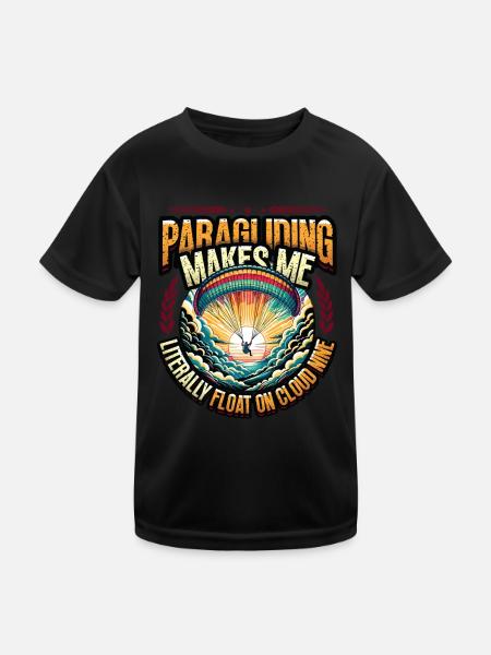 Fallschirmspringen Parachute Skydiving Paraglider - Kinder Funktions-T-Shirt - Schwarz - Vorne