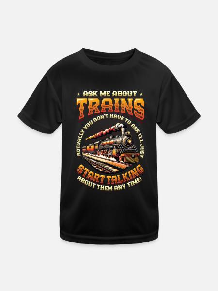 Trainspotting Train Lovers Trains - Kids Functional T-Shirt - black - Front