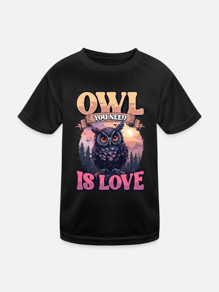 Le hibou dont vous avez besoin est l’eule d’amour - T-shirt sport Enfant - noir - Devant
