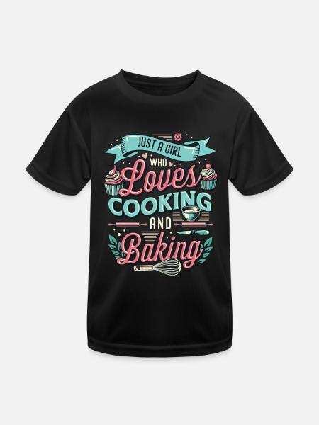A girl who loves cooking and baking - Kids Functional T-Shirt - black - Front