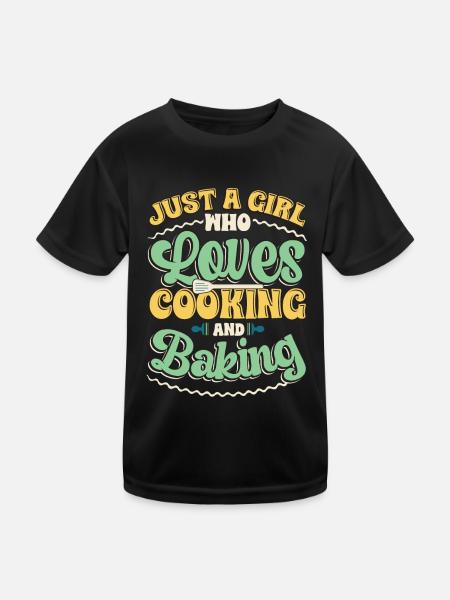 A girl who loves cooking and baking - Kids Functional T-Shirt - black - Front