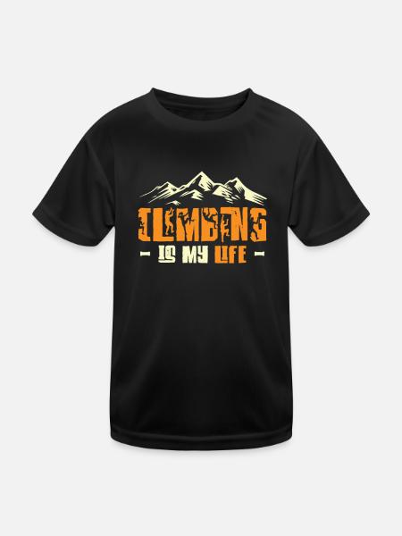 Klettern Ist Mein Leben – Bergsteigen Klettern - Kinder Funktions-T-Shirt - Schwarz - Vorne