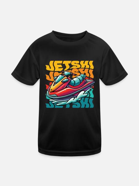 Jet Ski Abenteuer Retro Sommer - Kinder Funktions-T-Shirt - Schwarz - Vorne