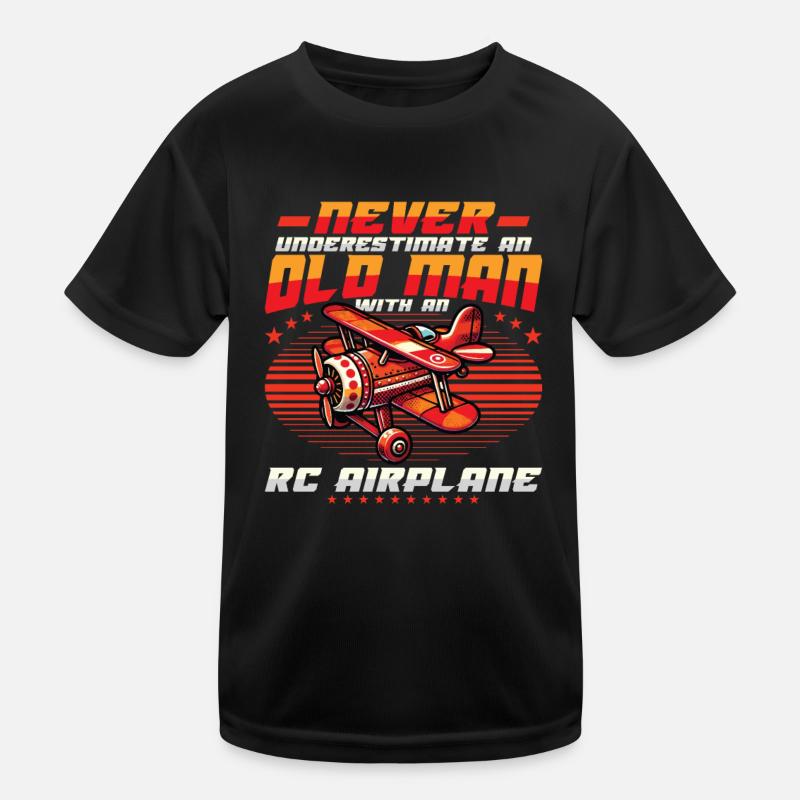 Old man with model airplane Kids Functional T-Shirt