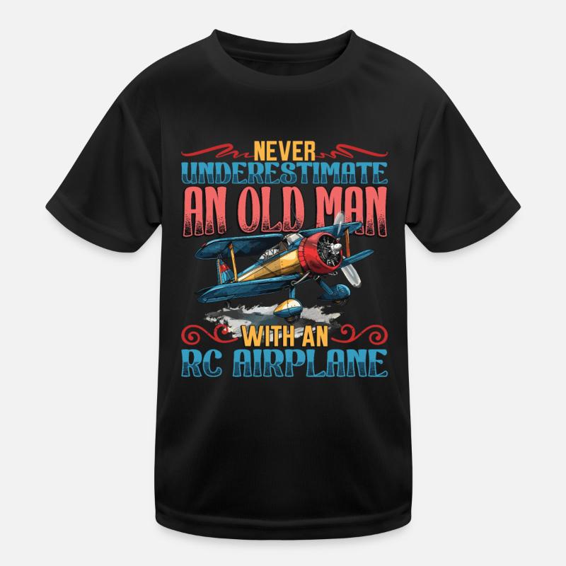Old man with model airplane Kids Functional T-Shirt
