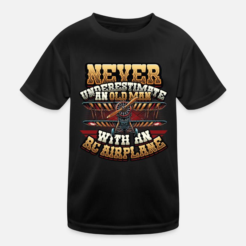 Old man with model airplane Kids Functional T-Shirt