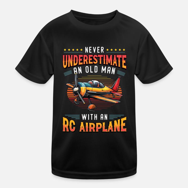 Old man with model airplane Kids Functional T-Shirt