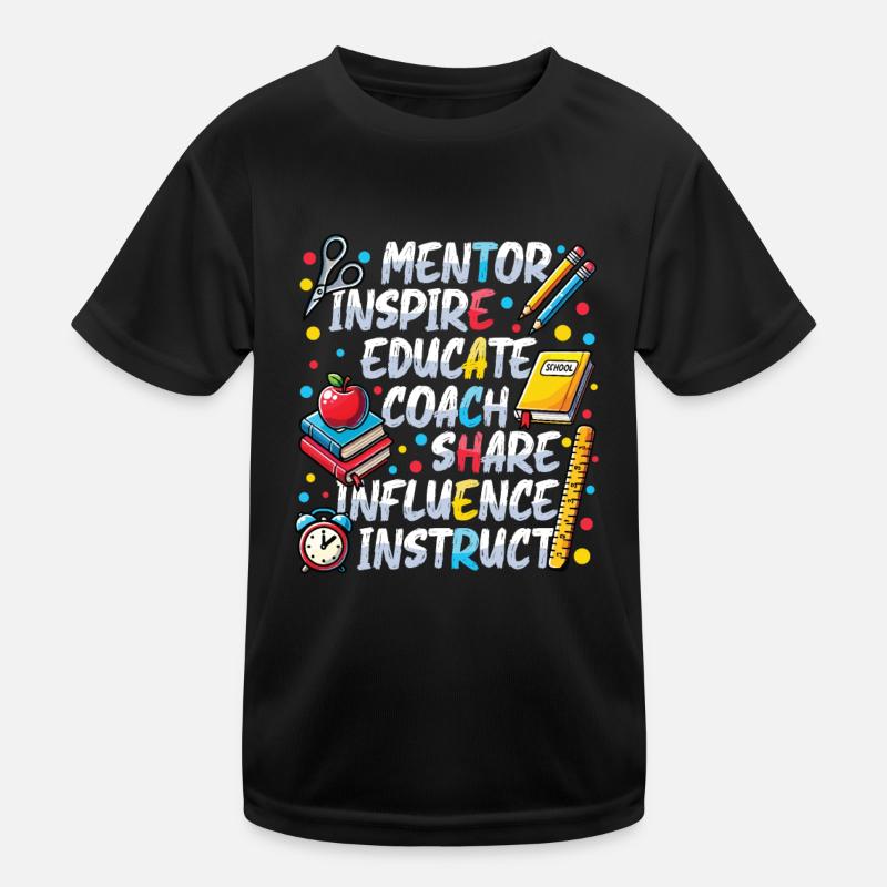 Mentor Inspire Educate Coach Lehrer - Kinder Funktions-T-Shirt - Schwarz