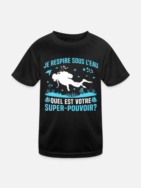 je respire sous L'eau quel est votre super pouvoir - T-shirt sport Enfant - noir - Devant