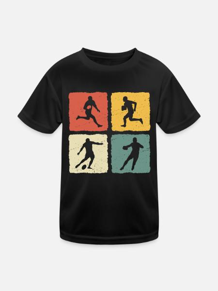 Retro Rugby T-Shirt - Kids Functional T-Shirt - black - Front