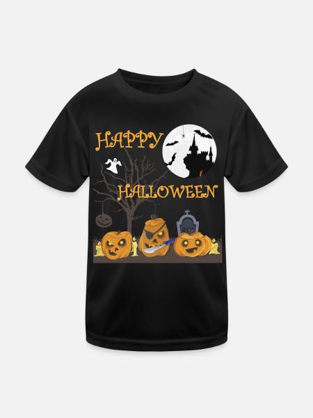 Halloween Creepy Pumpkin, T-Shirt de chauve-souris - T-shirt sport Enfant - noir - Devant