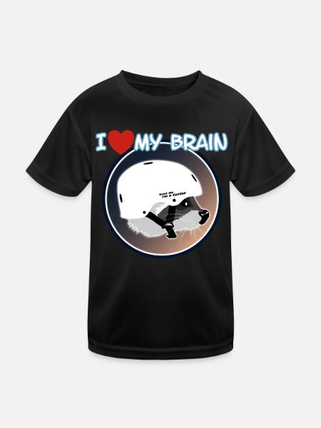 I love my brain Raccoon Waschbär - Kinder Funktions-T-Shirt - Schwarz