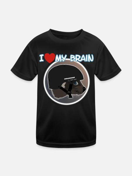 I love my brain Wolverine don't care - Kinder Funktions-T-Shirt - Schwarz - Vorne