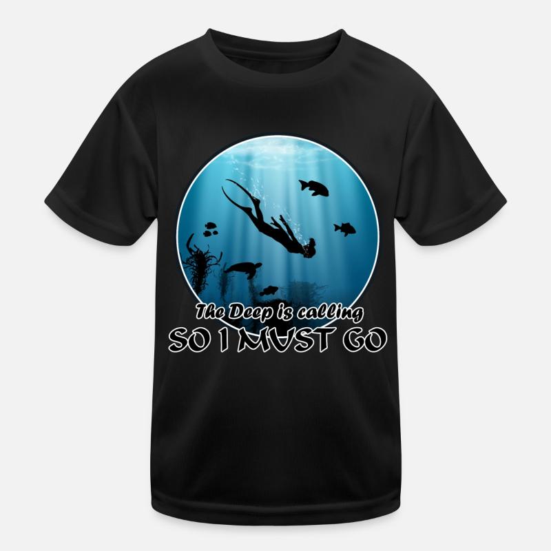 Freediver sea turtle fish - Kids Functional T-Shirt - black