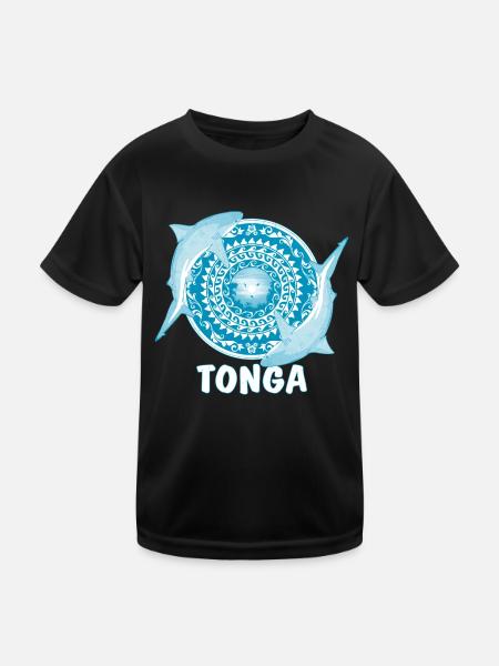 Tonga Bullenhai - Kinder Funktions-T-Shirt - Schwarz