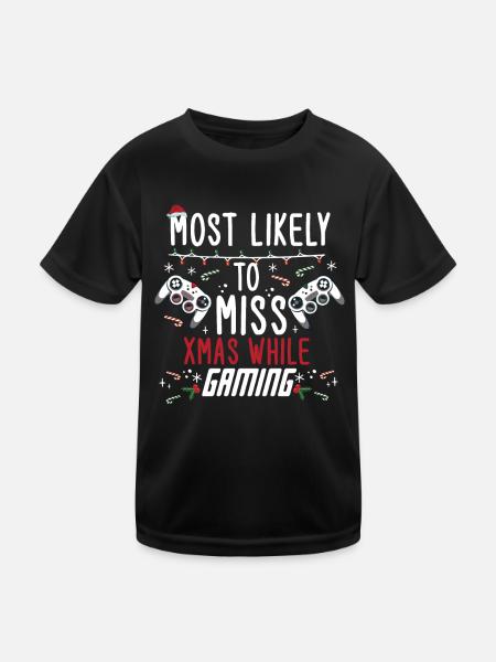 Noël Gamer Drôle Miss Noël Tout En Jouant - T-shirt sport Enfant - noir - Devant