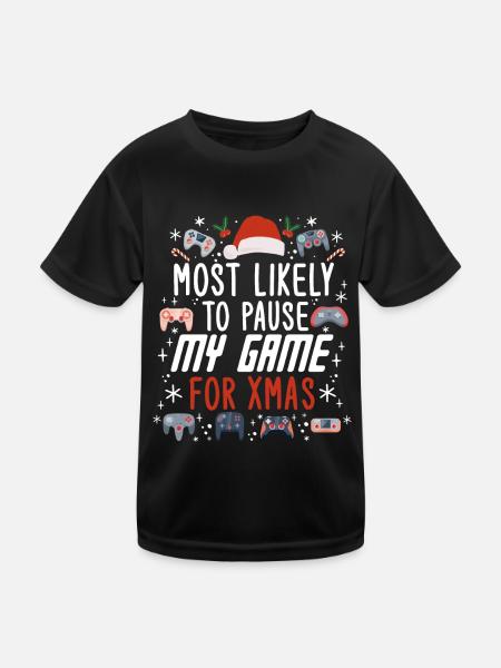 Weihnachten Gamer Gaming Pause My Game For Xmas - Kinder Funktions-T-Shirt - Schwarz - Vorne