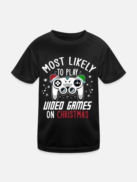 Weihnachten Gamer Gaming Spruch Lustig Humor Xmas - Kinder Funktions-T-Shirt - Schwarz - Vorne