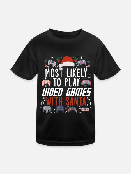 Noël Gamer Gaming Dire Drôle Humour Noël - T-shirt sport Enfant - noir - Devant