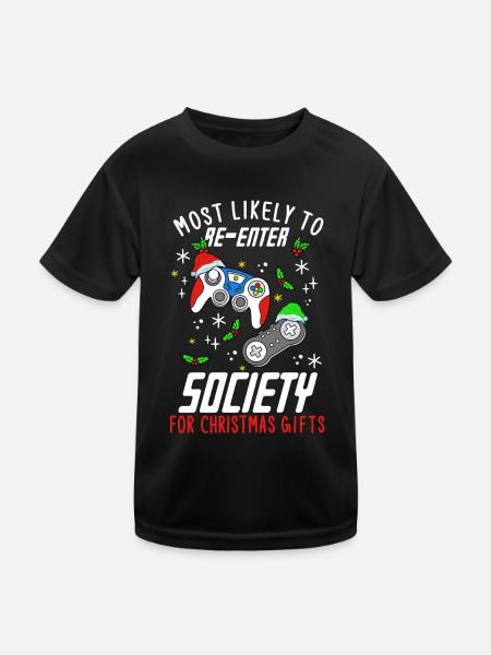Gamer Gaming Dire Noël Humour Drôle Noël - T-shirt sport Enfant - noir - Devant