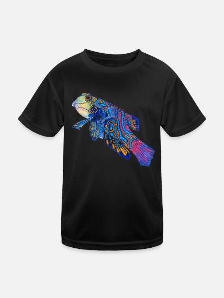 Poisson mandarin - T-shirt sport Enfant - noir - Devant